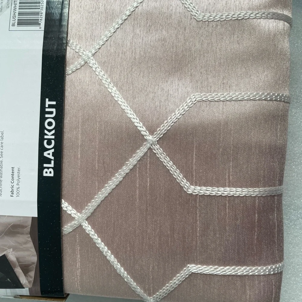 At Home Blush Faux Silk Embroidery Blackout Curtain Panel